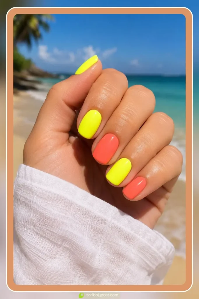 Neon Yellow and Coral Two-Tone