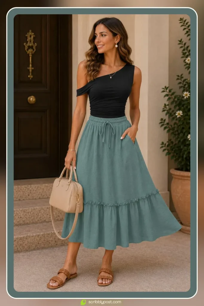 Pastel Pleated Skirt Set for a Boho Garden Shower