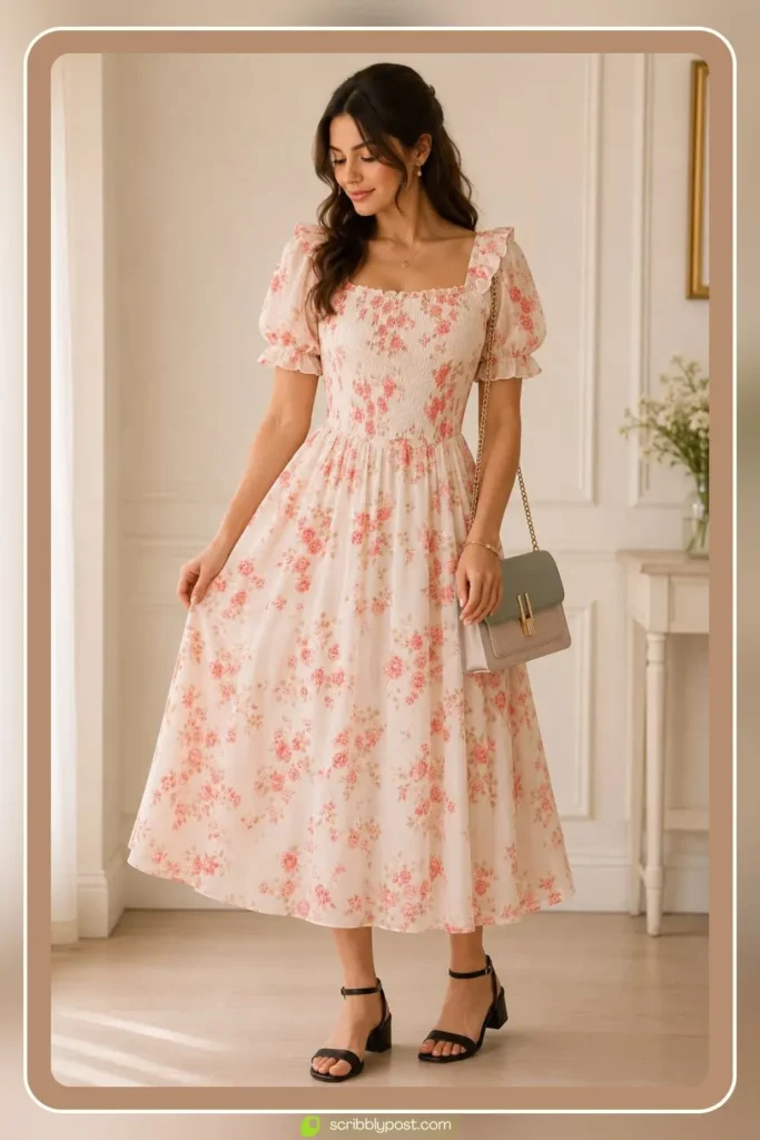 Pastel Puff Sleeve Dress