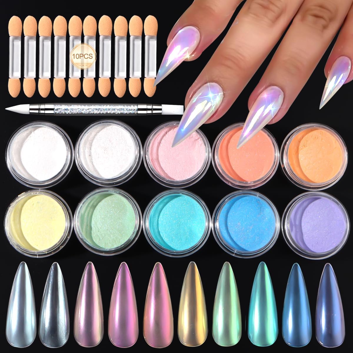 Pastel chrome nail powder