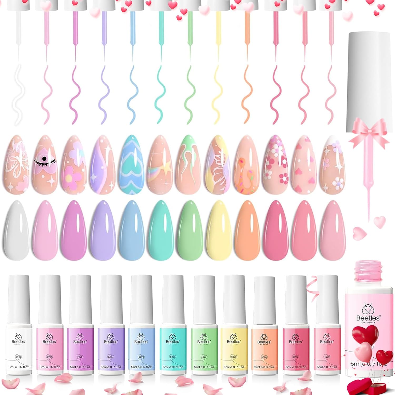 Pastel nail art gel paint set