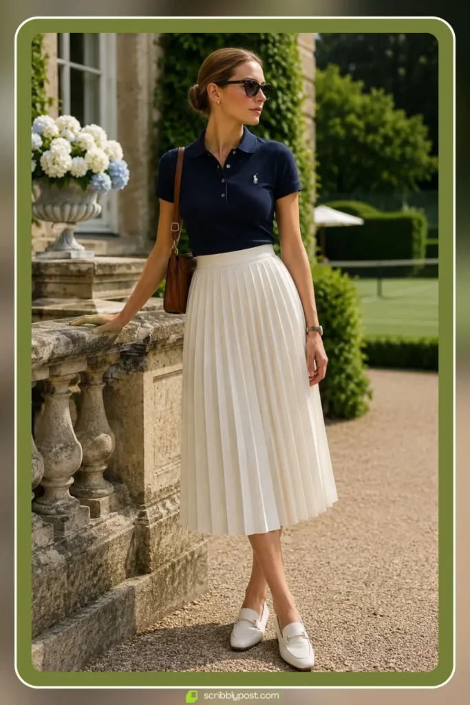 Polo and Pleated Skirt