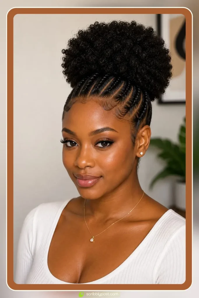 Puff Updo with Braided Front