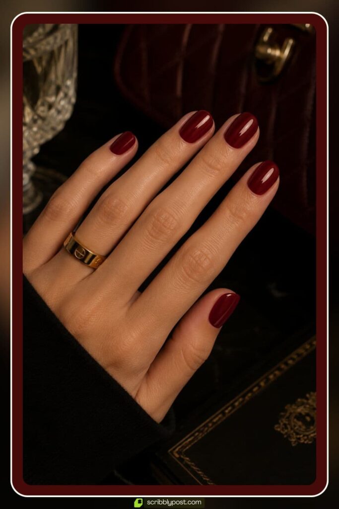 Rich Old Money Nails in Deep Red