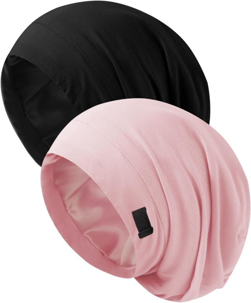 Satin-Lined Sleep Cap Preserve Curls