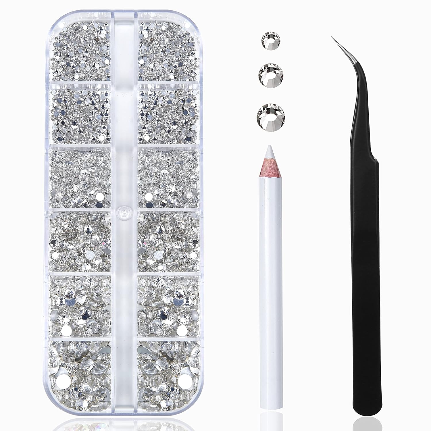 Silver Rhinestone Nail Gems Mixed