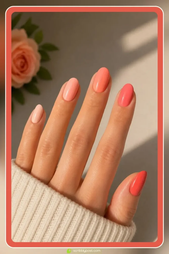 Skittle Nails in Peach-Coral