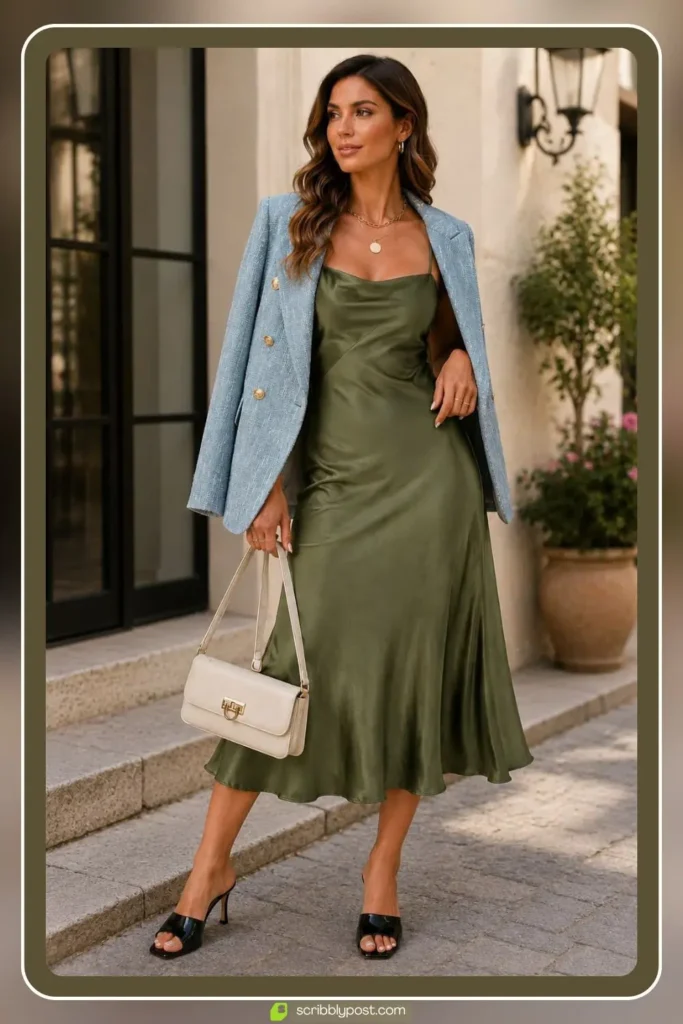 Slip Dress with a Blazer for a Brunch