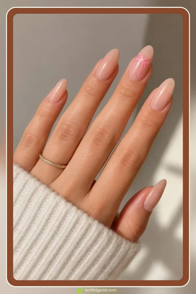 Soft Pink Bow on Nude Base
