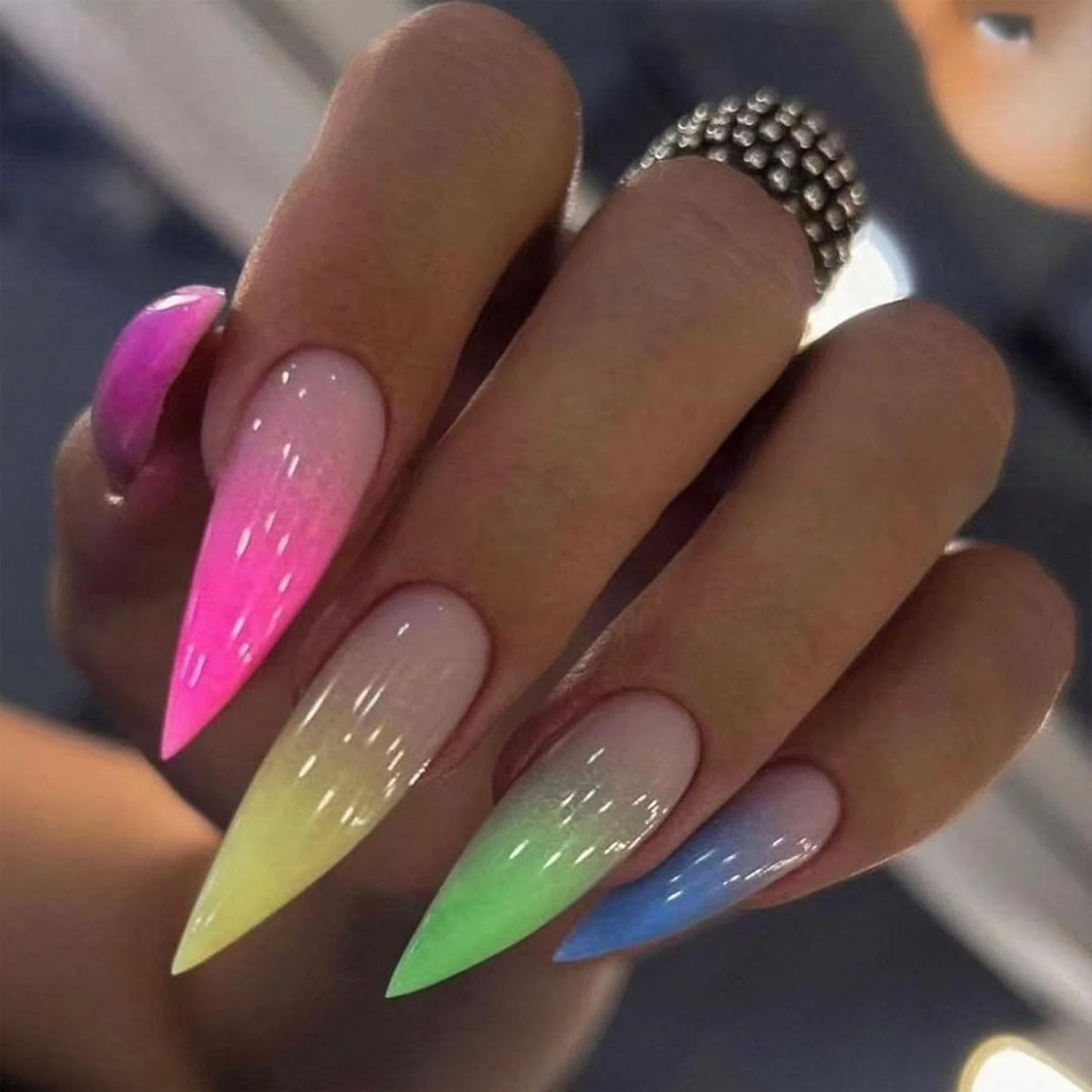 Spring Ombre Skittle Nails
