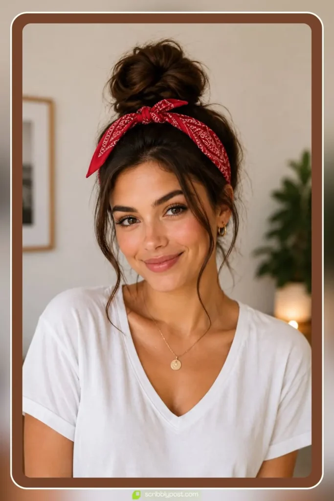 Top Knot with Peeking Bandana