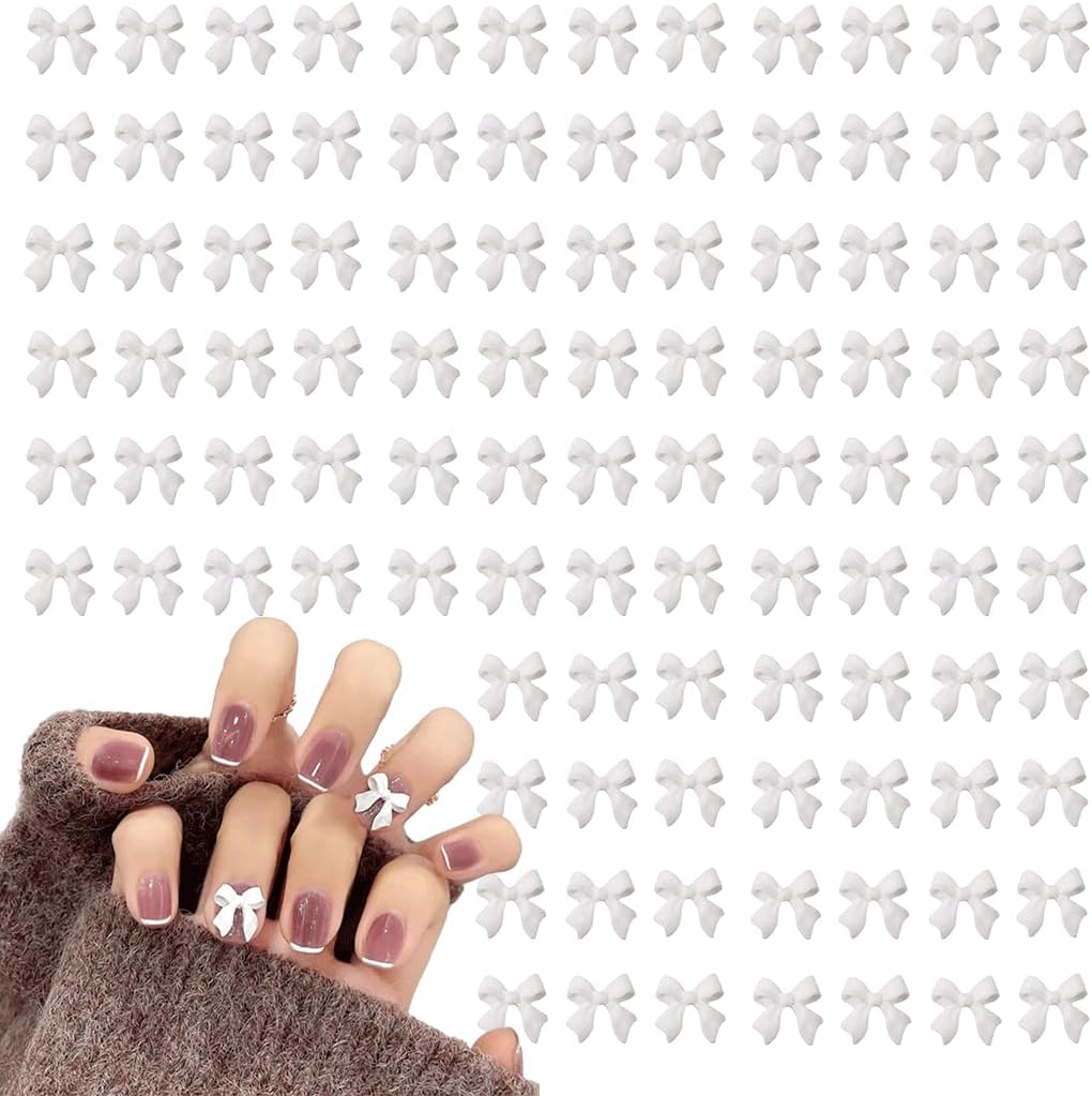 White 3D Bow Nail Charm