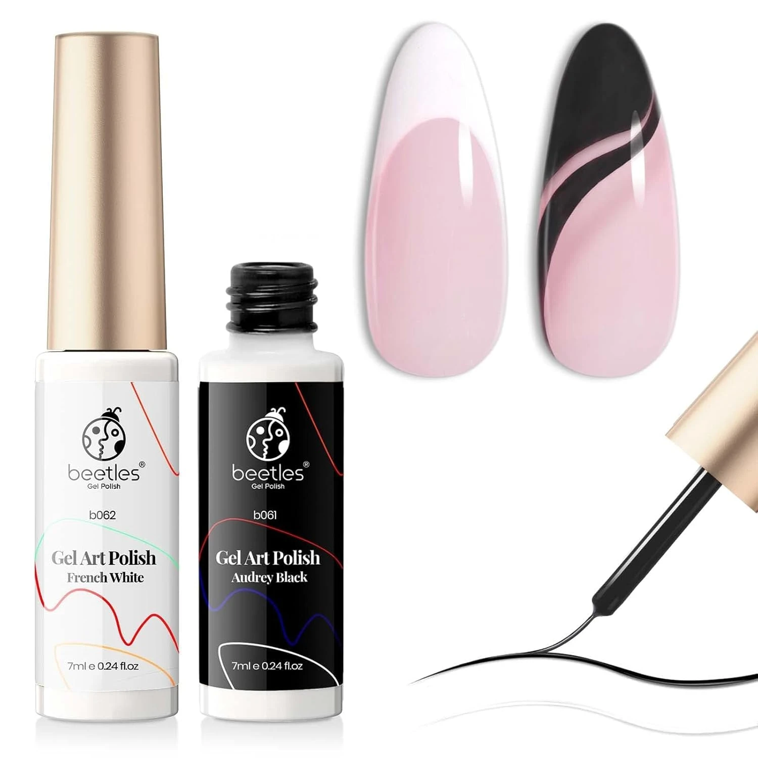 White And Black Nail Art Gel For Detail