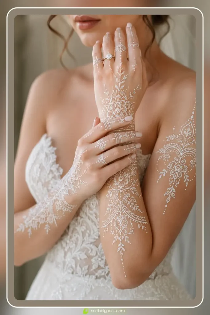 White Henna Bridal Design