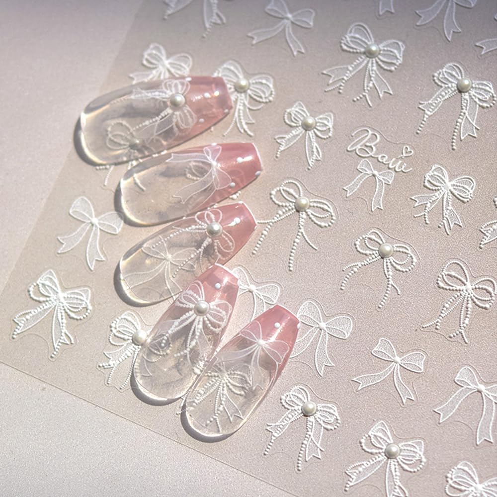 White Ribbon Nail Sticker Set