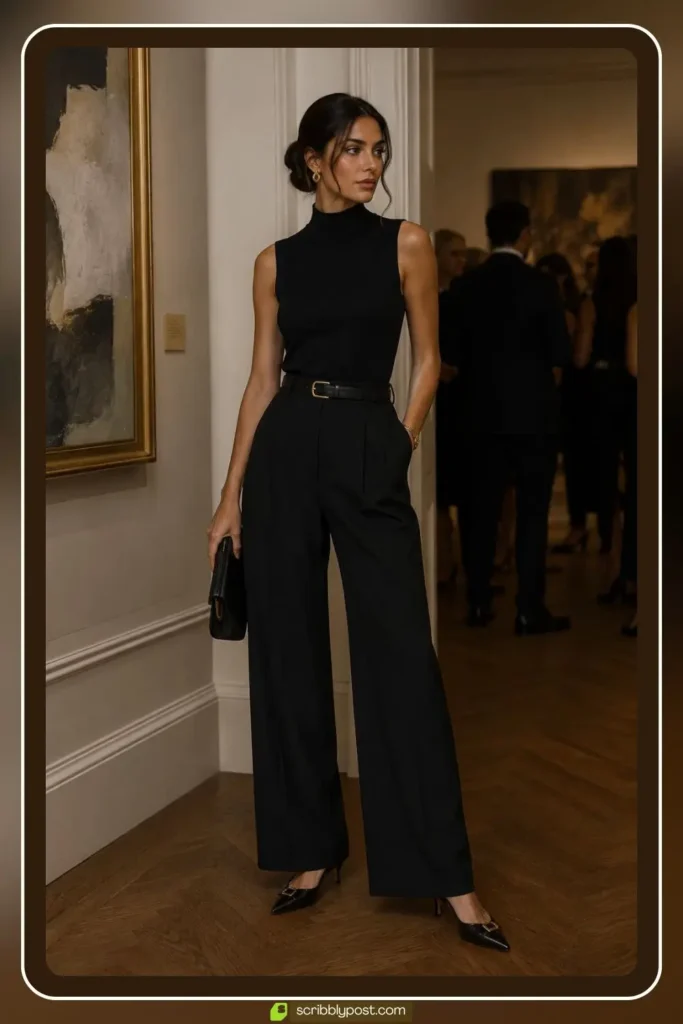 Wide-Leg Trousers and Structured Top