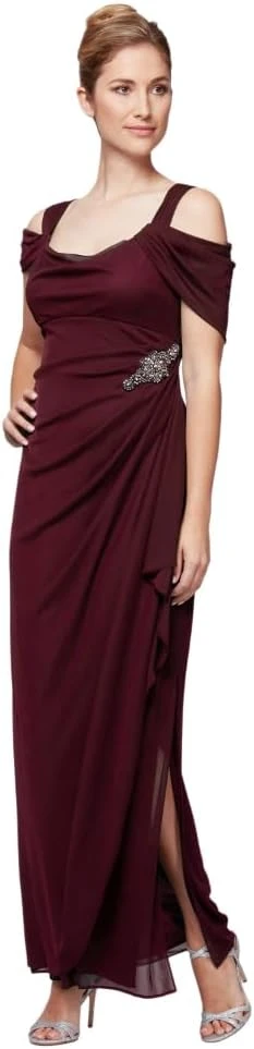 Beaded Chiffon Column Gown Mother Bride