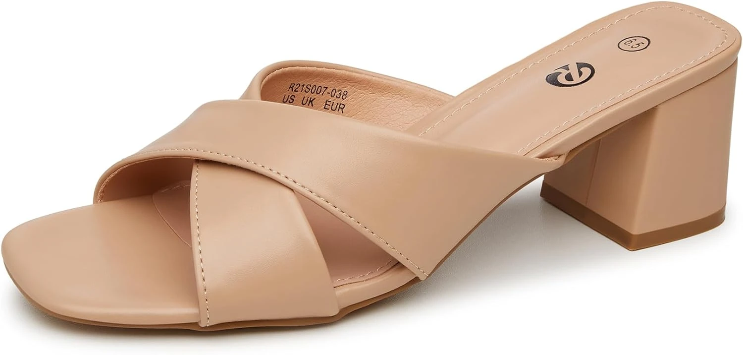 Block Heel Mules Linen