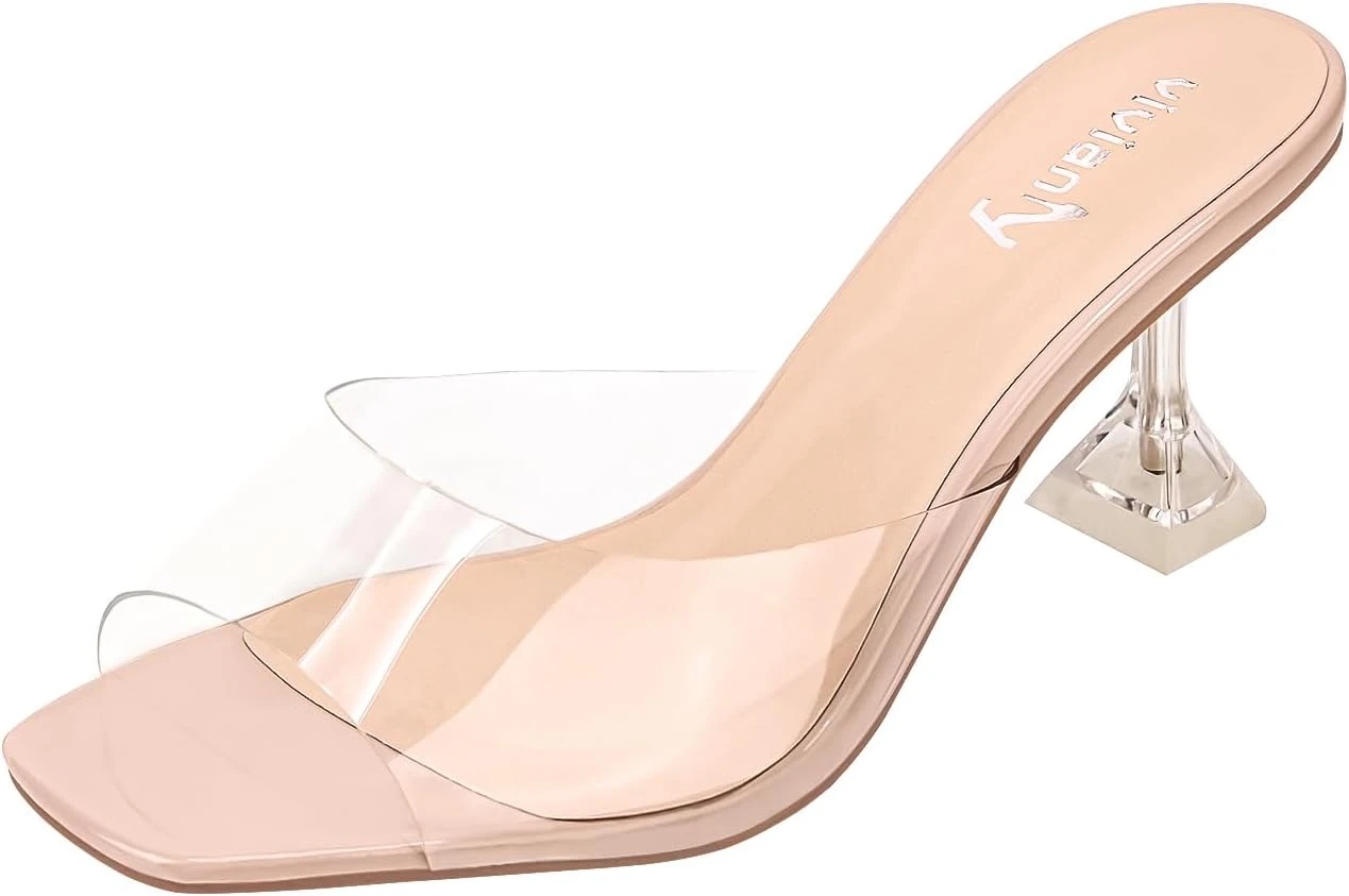 Clear Perspex Heeled Mule