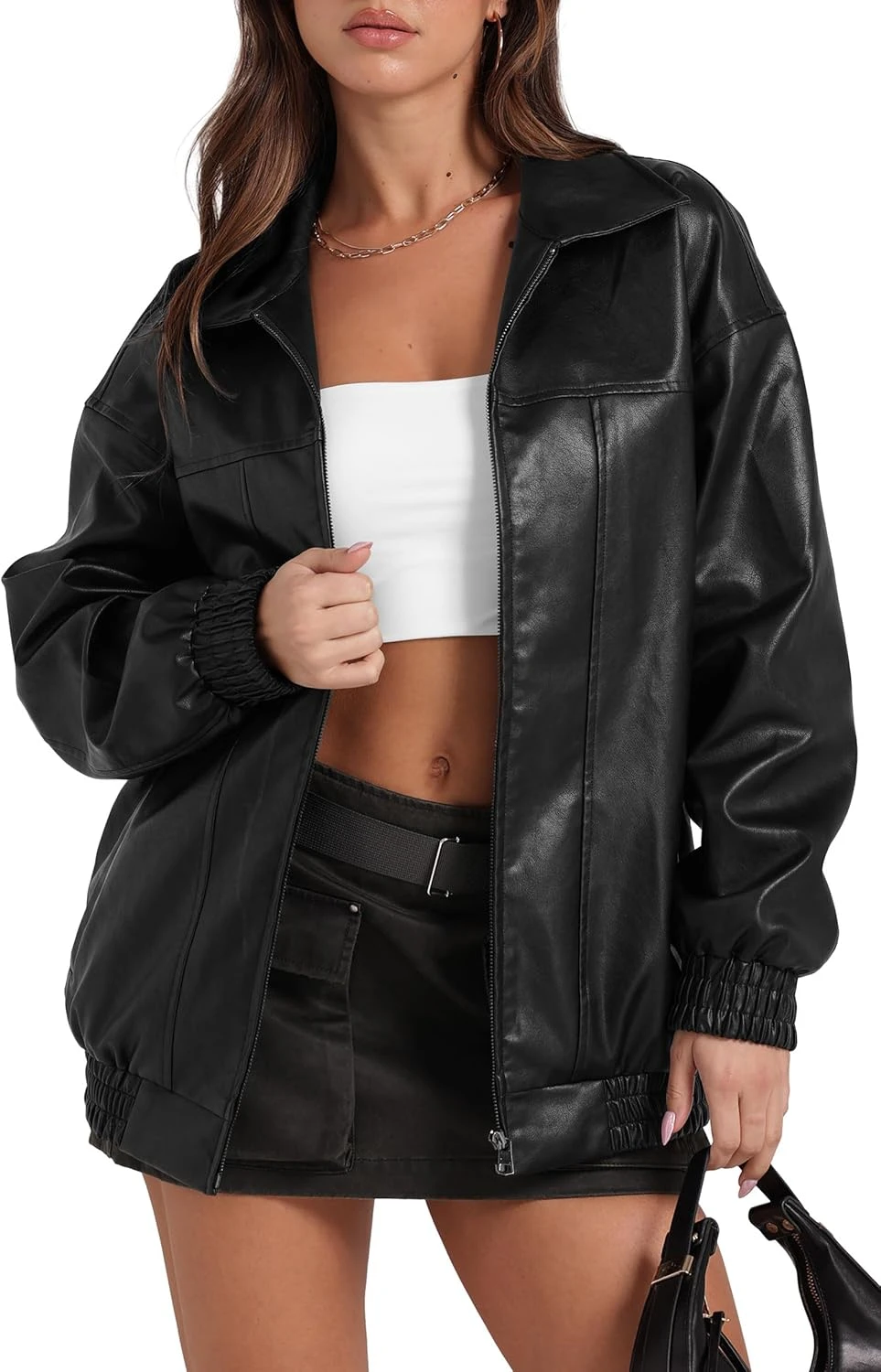 Faux Leather Jacket Oversized