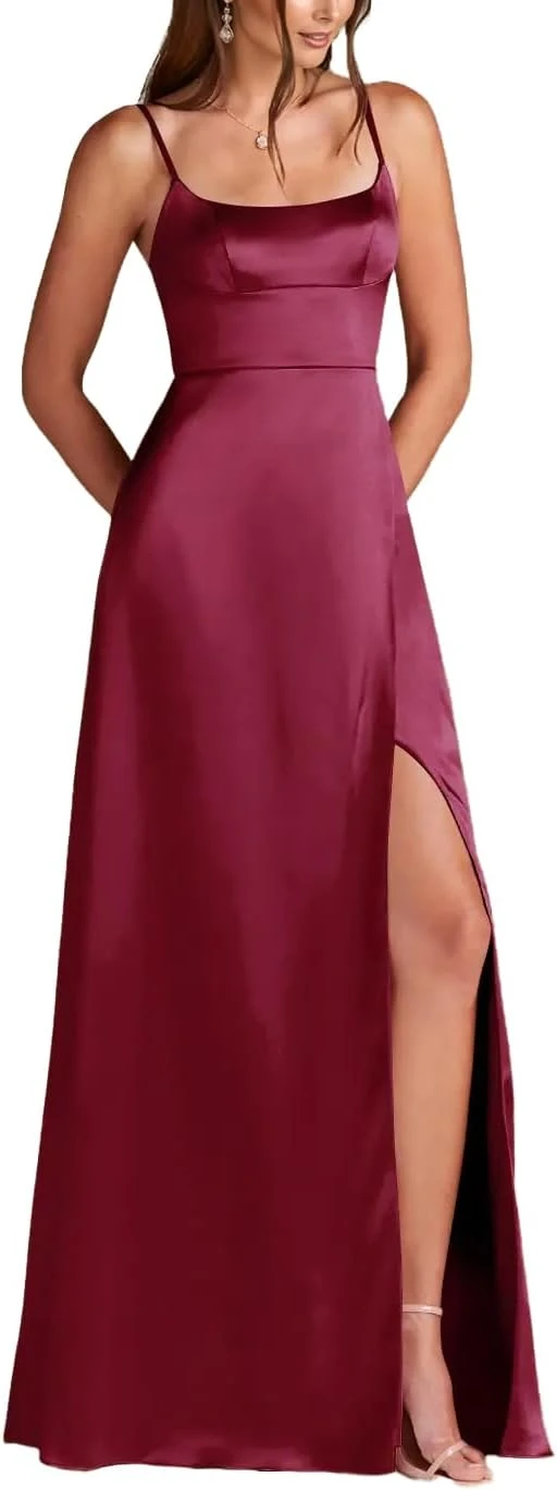 Floor Length Satin Column Gown