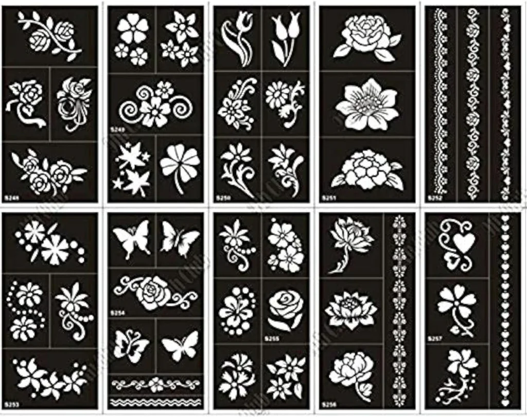 Floral Mehndi Stencil Sheet Hand