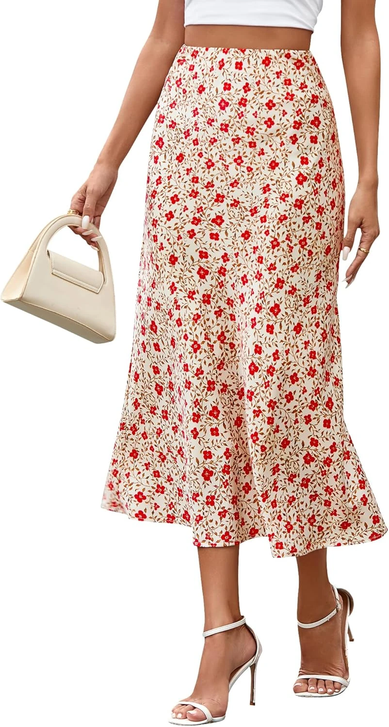 Floral Midi Skirt Spring Formal