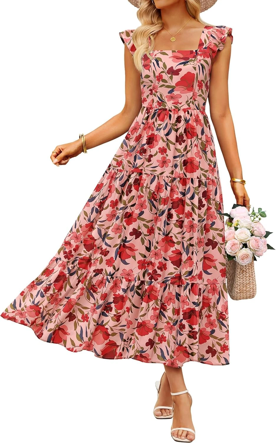 Floral Smock Midi Dress Spring