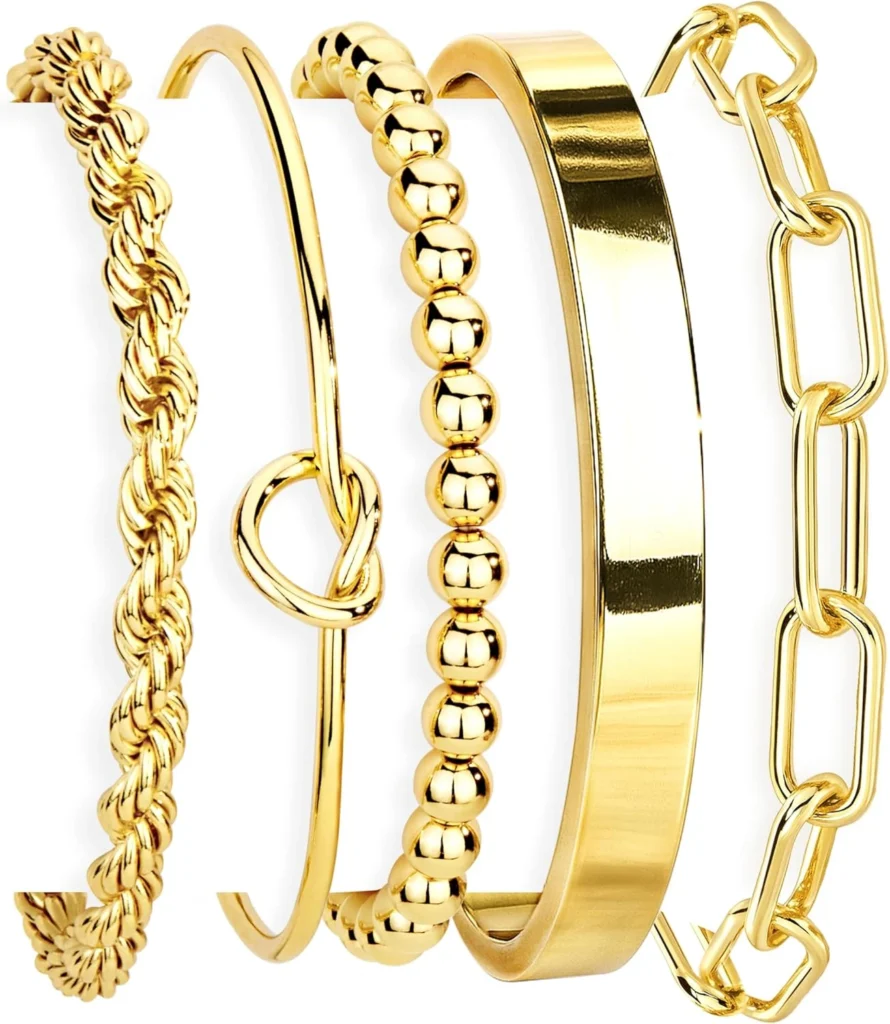 Gold Bangle Bracelet Set Stacking