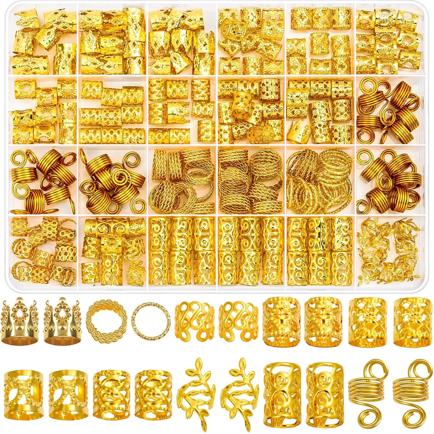 Gold Hair Cuff Braid Rings Set