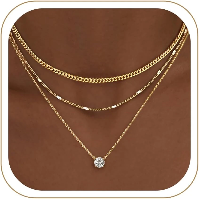 Layered Dainty Necklace Gold
