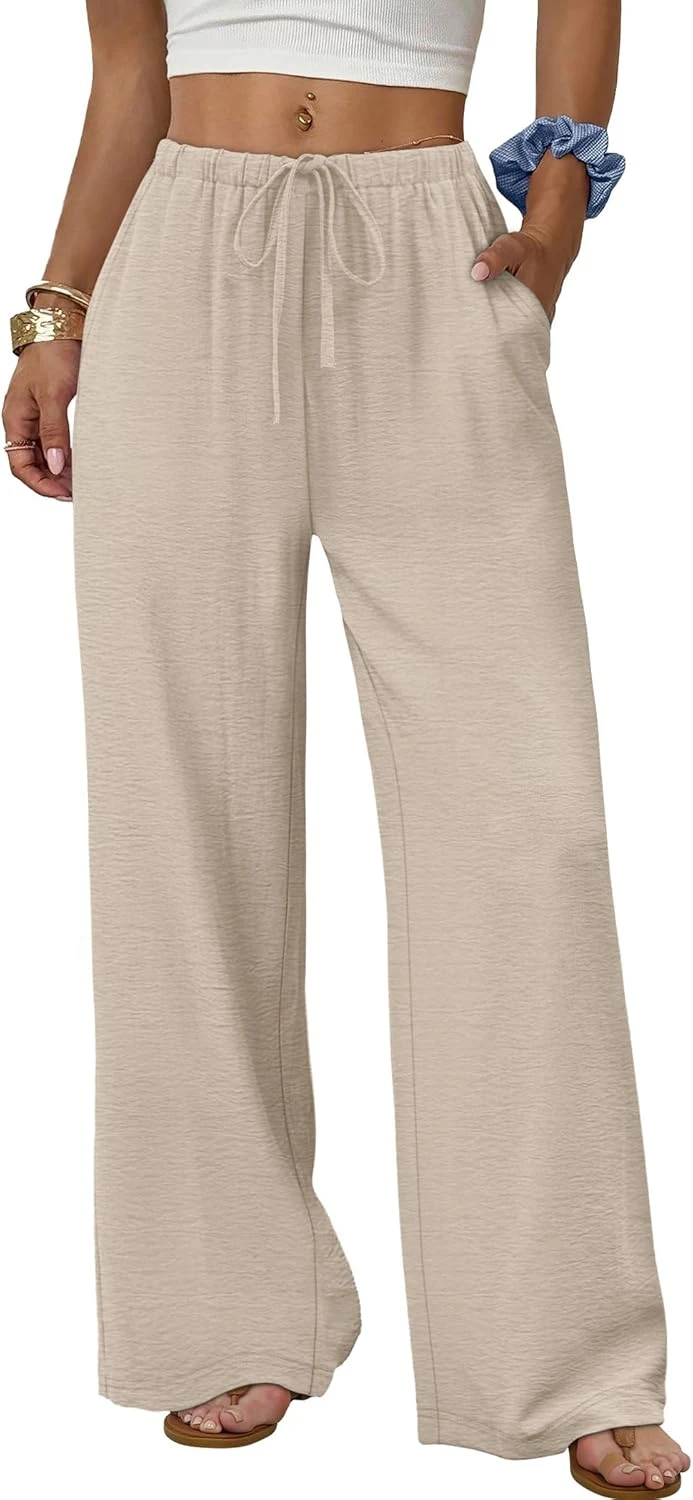 Linen Wide Leg Trousers Set Pastel