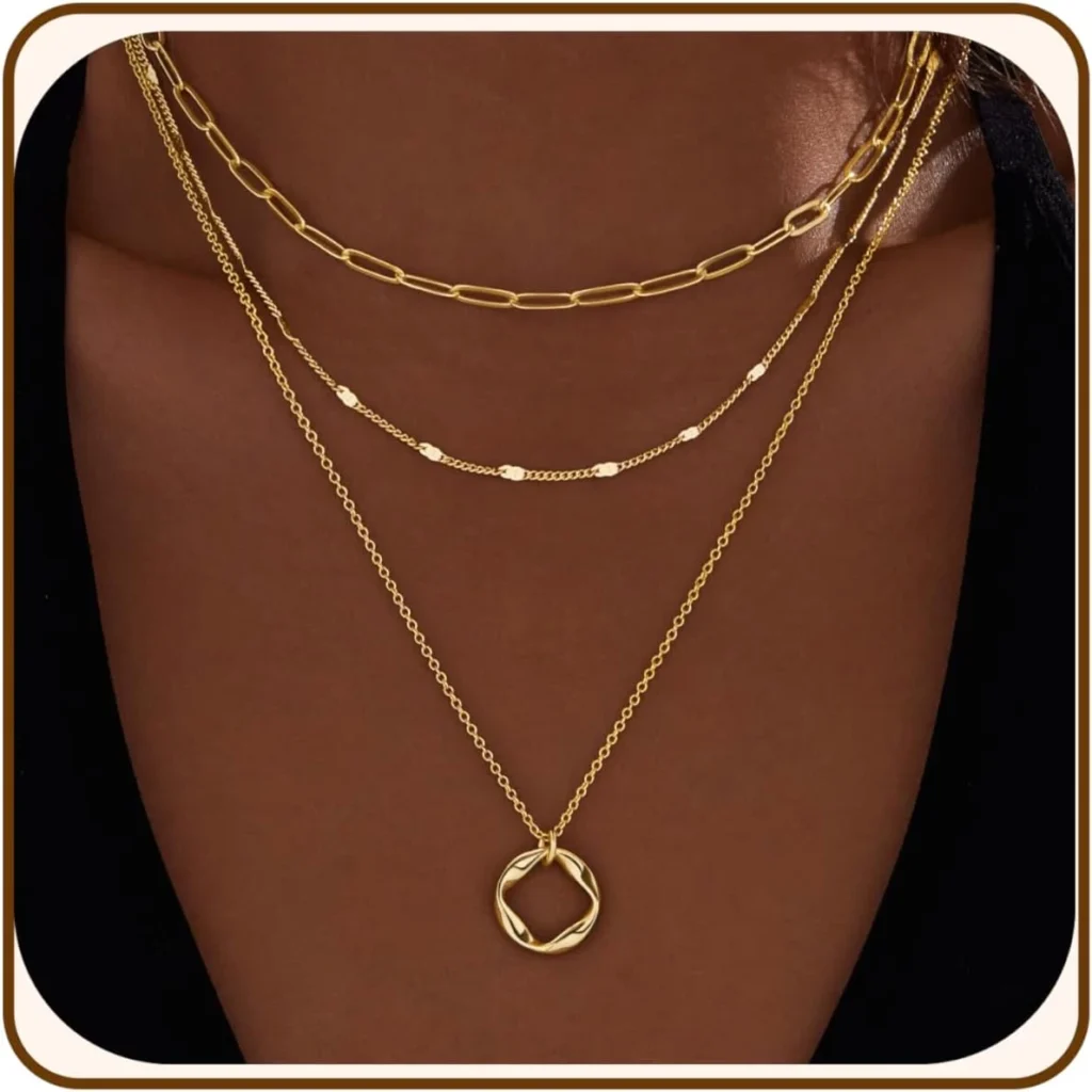 Long Pendant Gold Necklace Layering