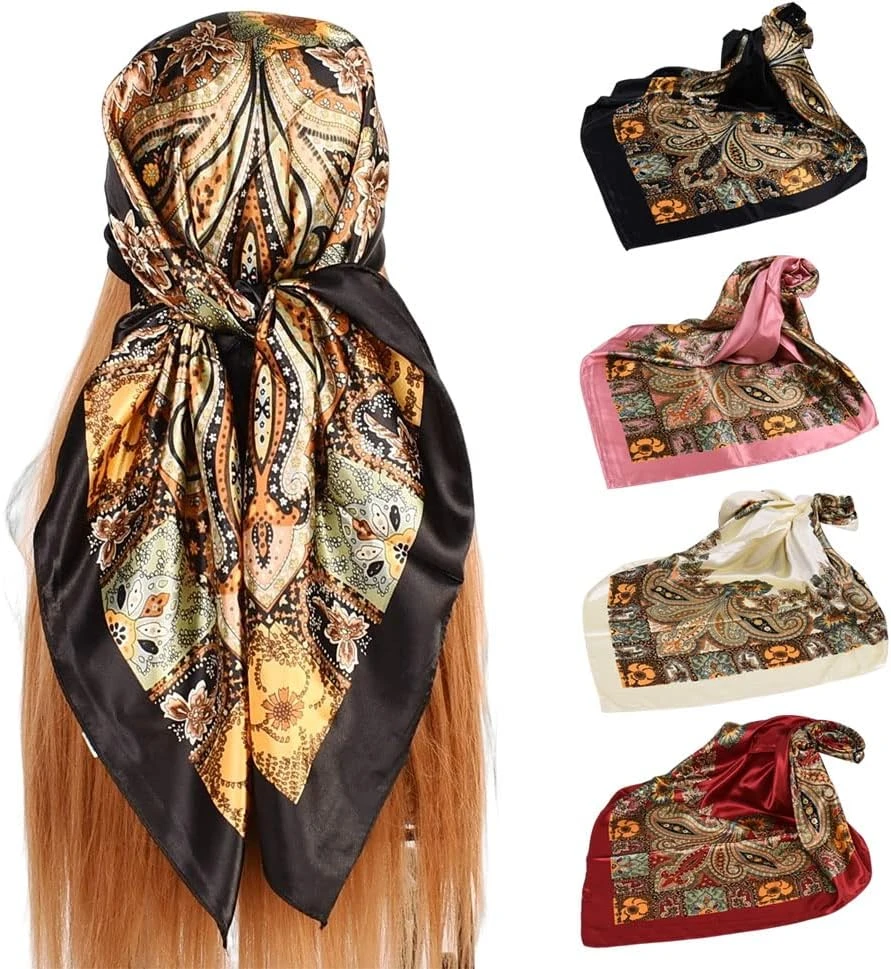 Women Natural Hair Satin Scarf Set