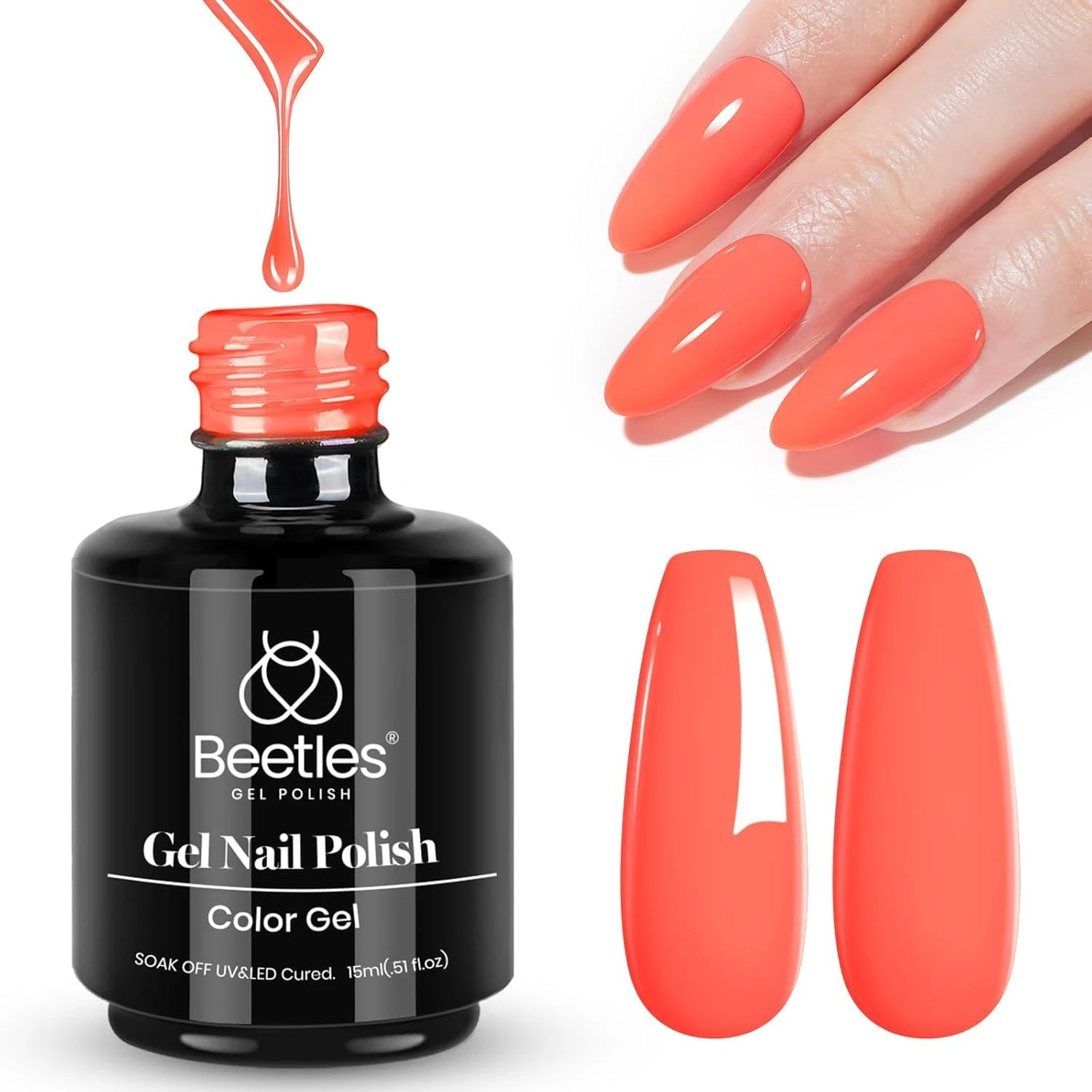 Neon Coral Nail Polish Bright