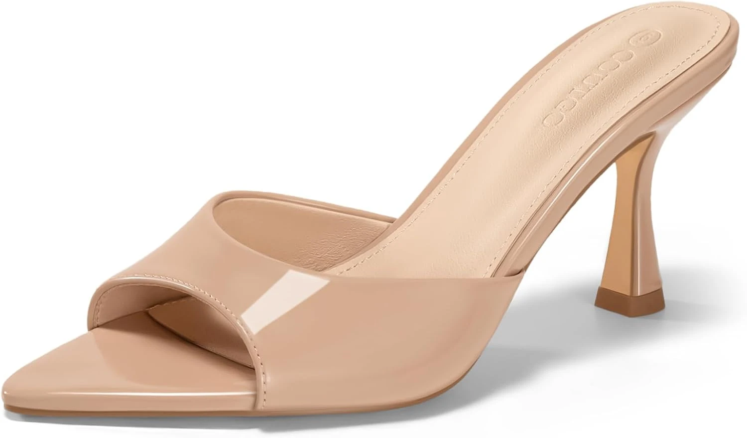 Nude Pointed Toe Heeled Mules