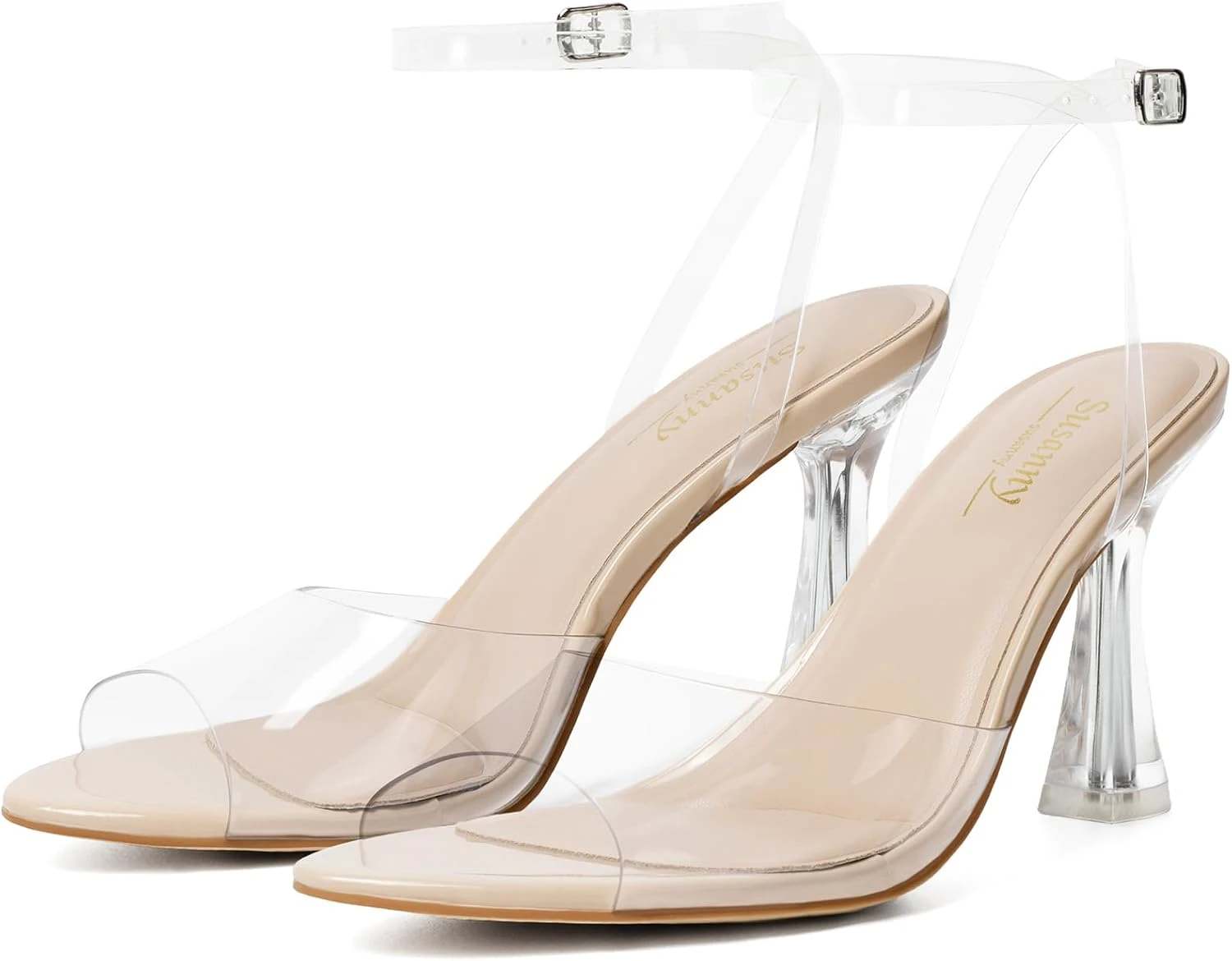 Perspex Heeled Sandals Strappy