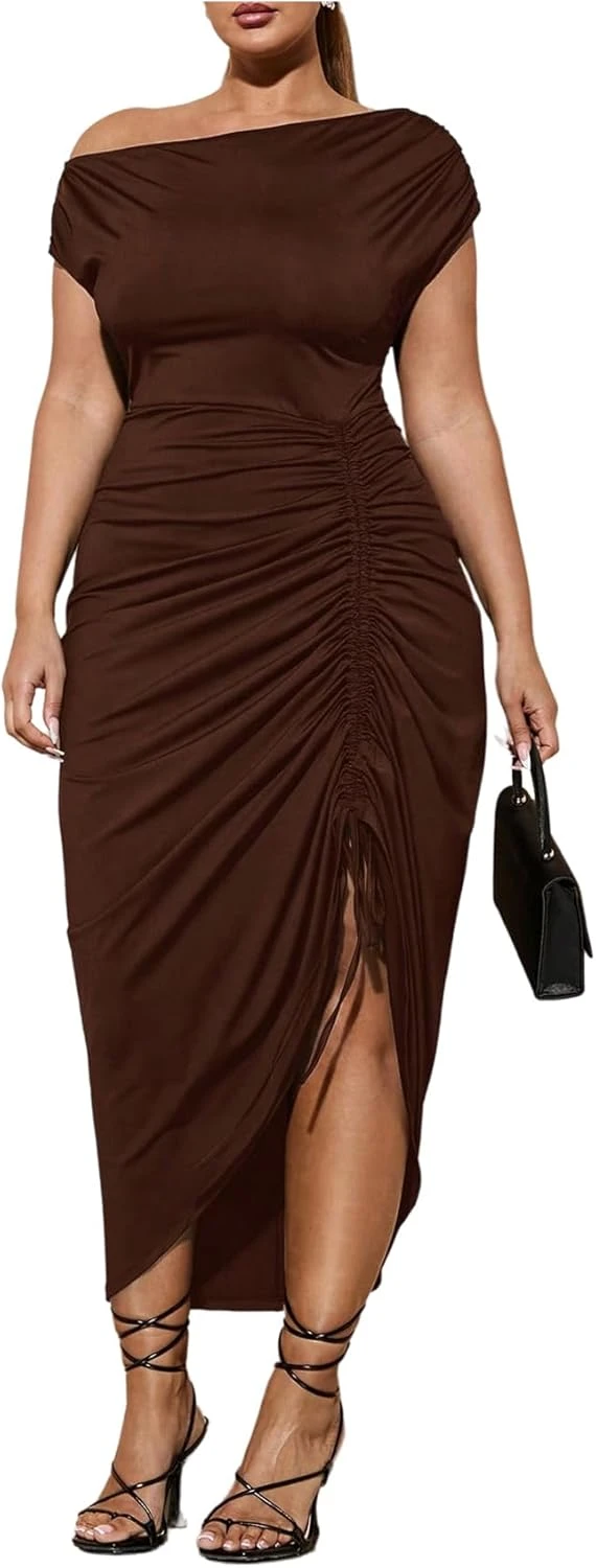 Plus Size Ruched Midi Dress