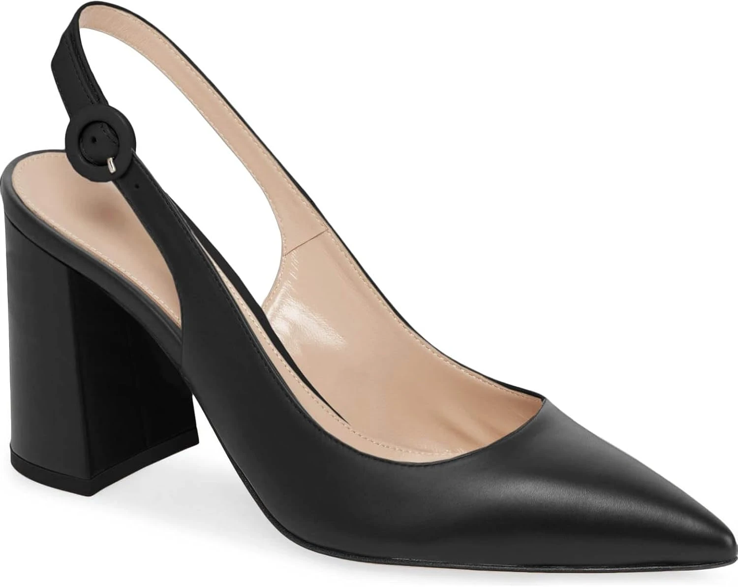 Pointed Toe Block Heel Pumps