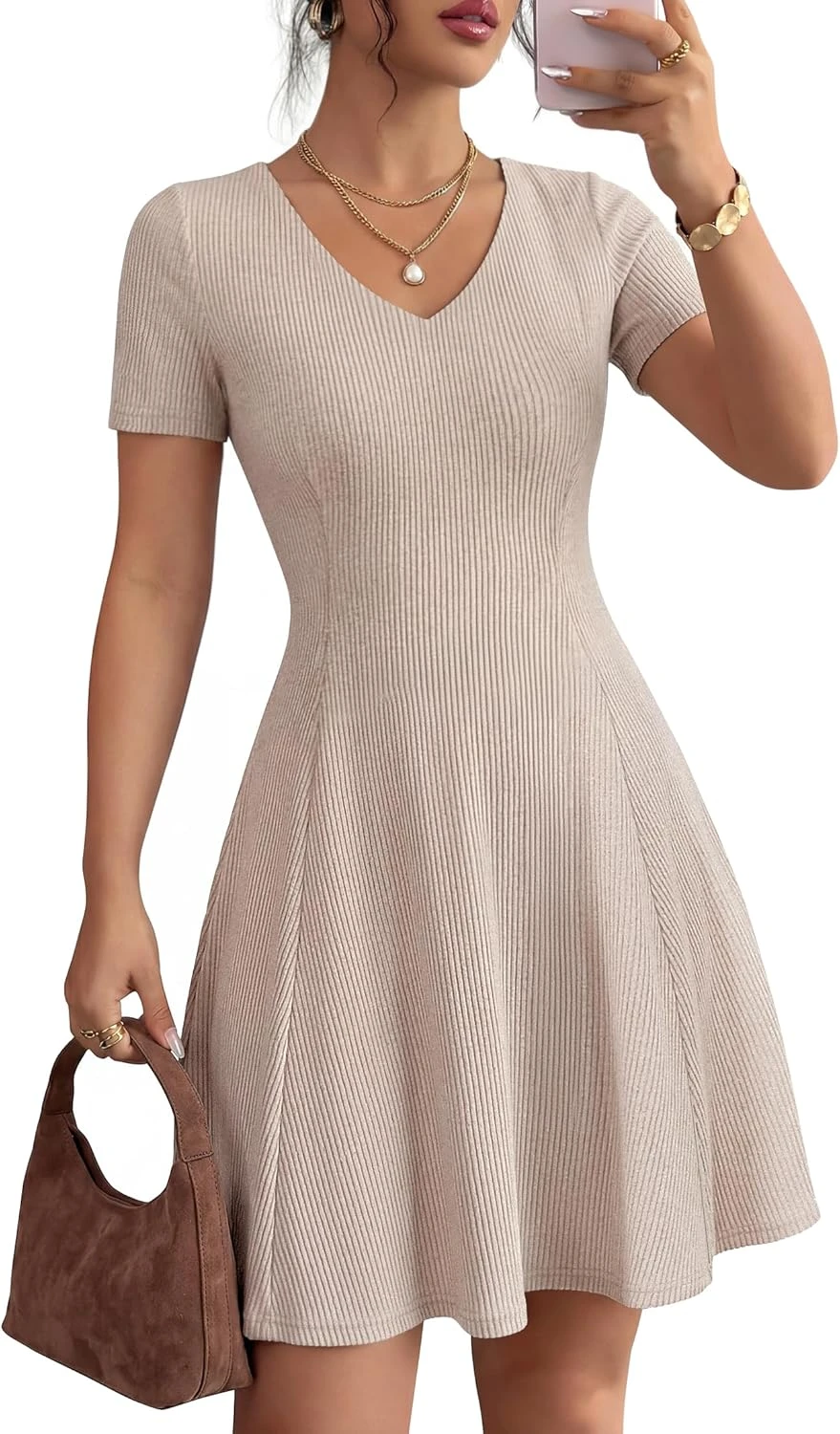 Ribbed Knit Mini Dress Pastel Spring