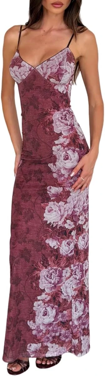 Satin Slip Dress Floral Spring