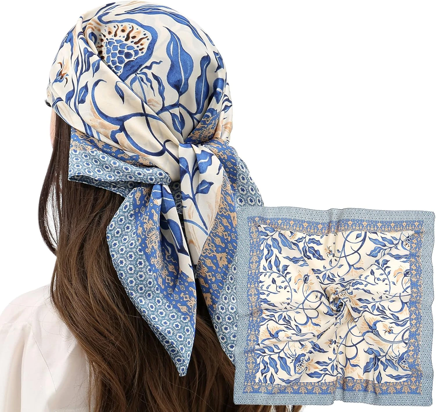 Women Silk Hair Scarf Half-Up