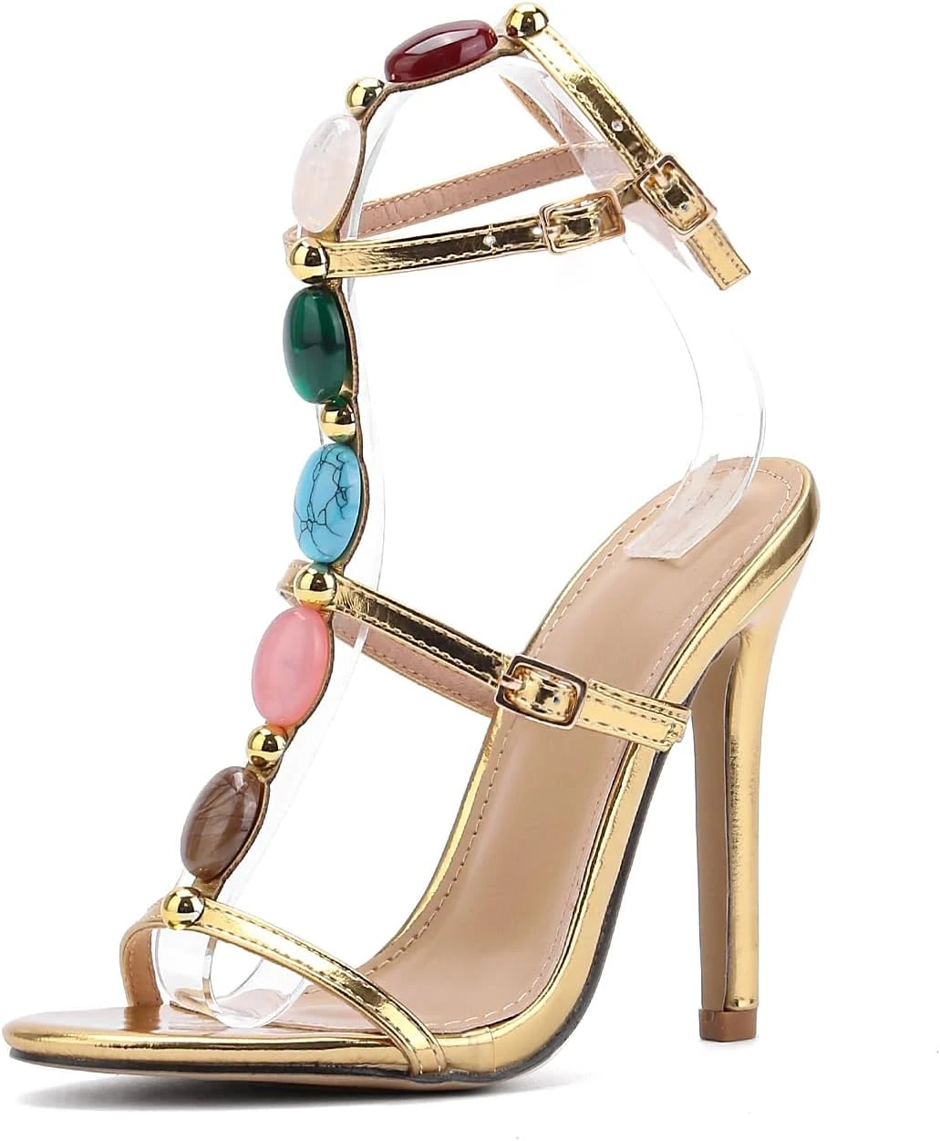 Strappy Heeled Sandals Embellished
