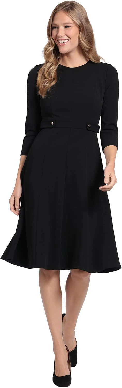 Structured Crepe Midi Dress Black