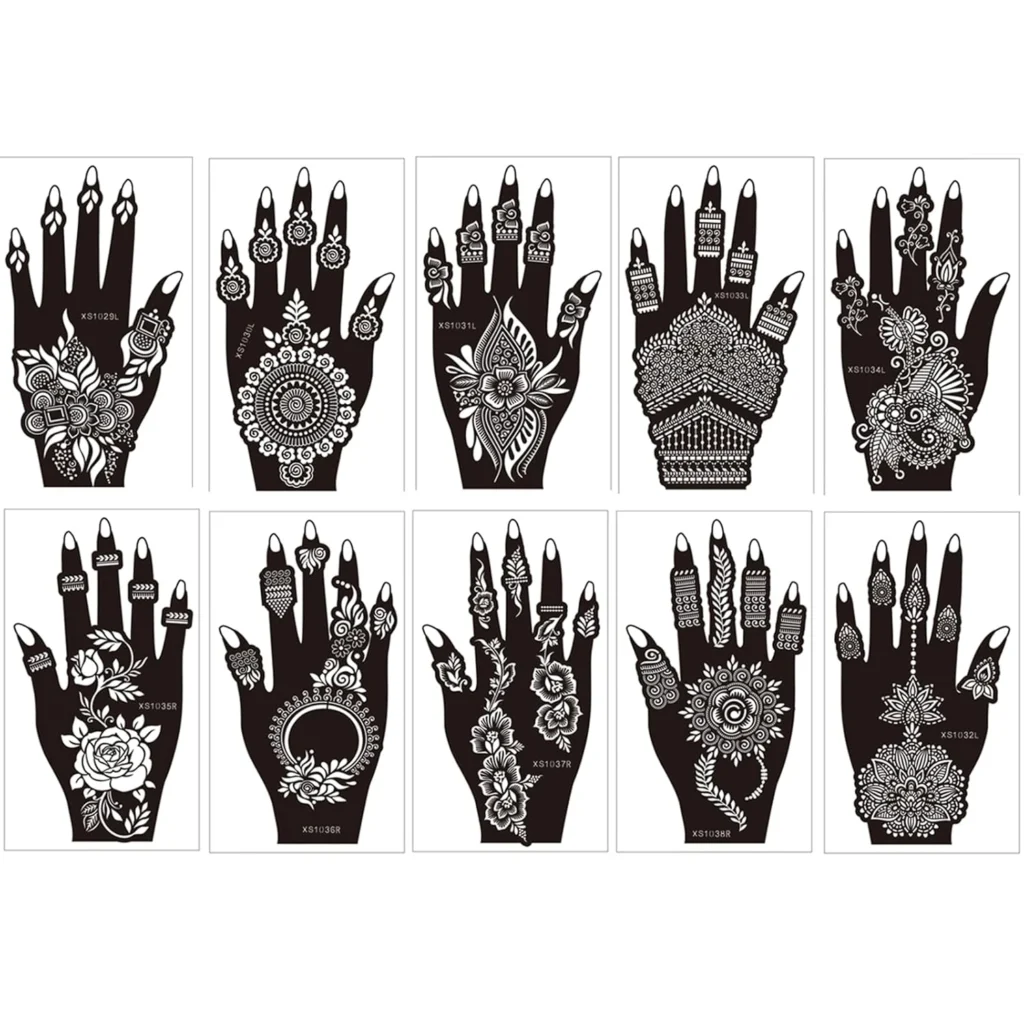 Symmetrical Mehndi Stencil Full Hand Sheet