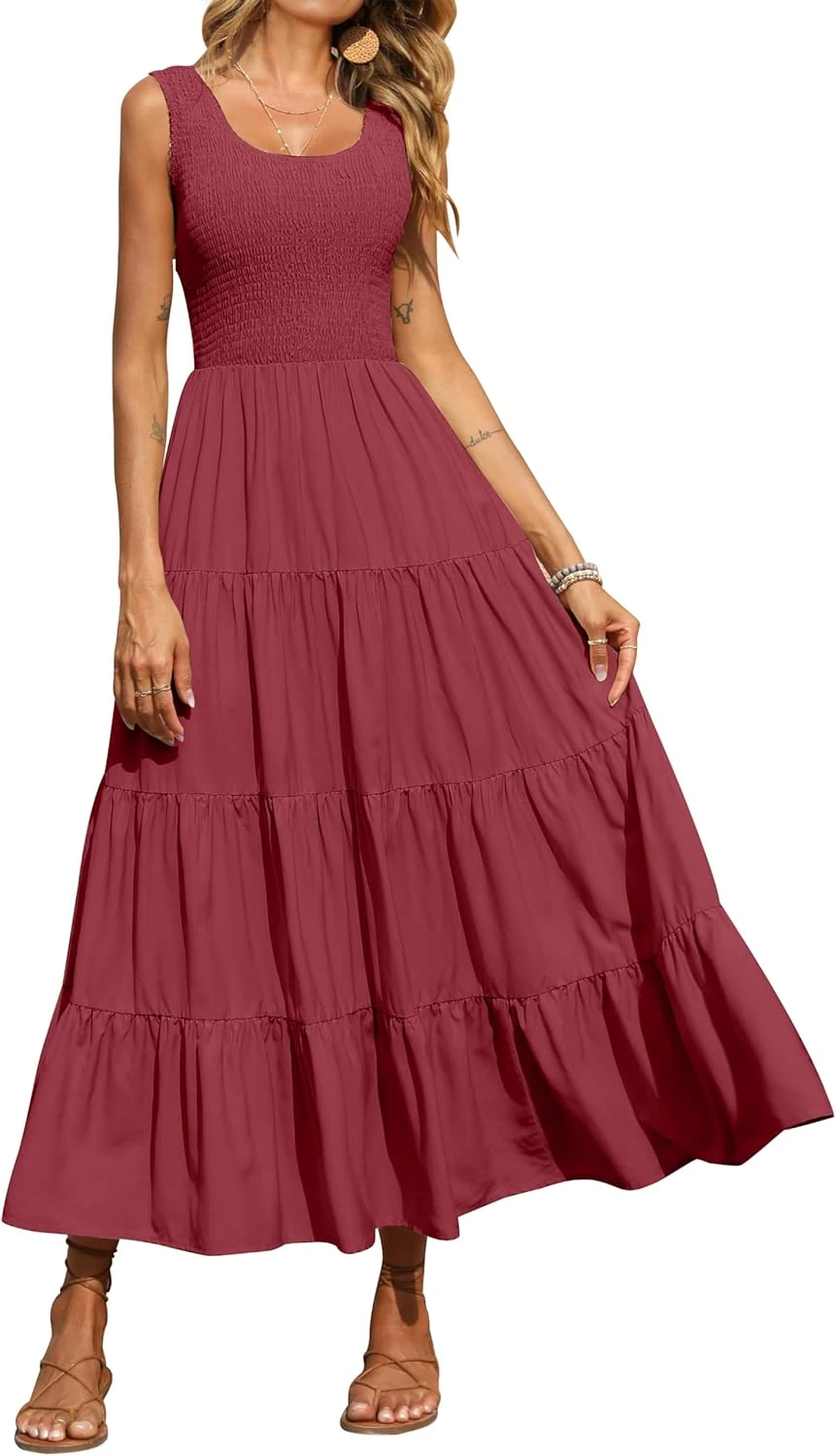 Tiered Ruffle Sundress Sleeveless Pastel
