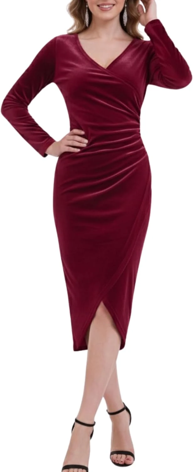 Velvet Wrap Dress Winter Evening