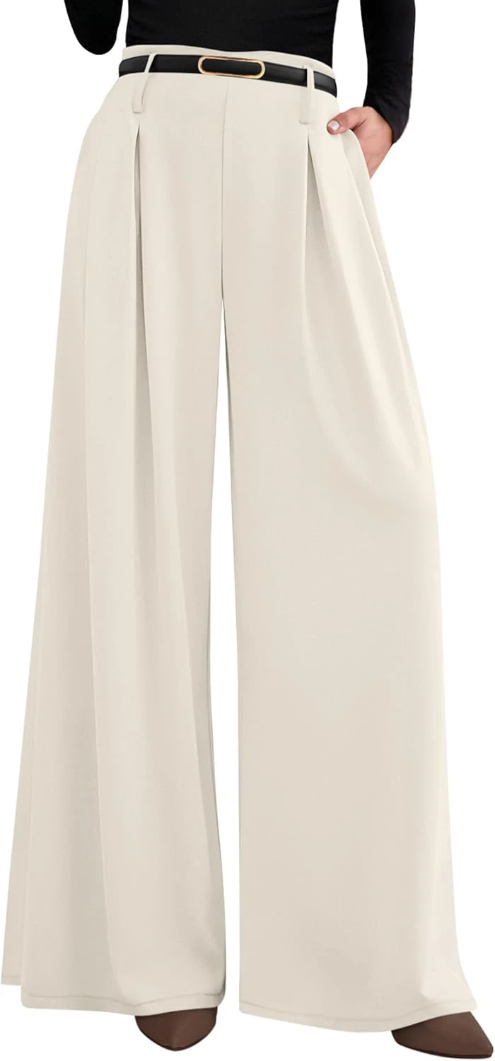 Wide Leg Tailored Trousers Spring Cream