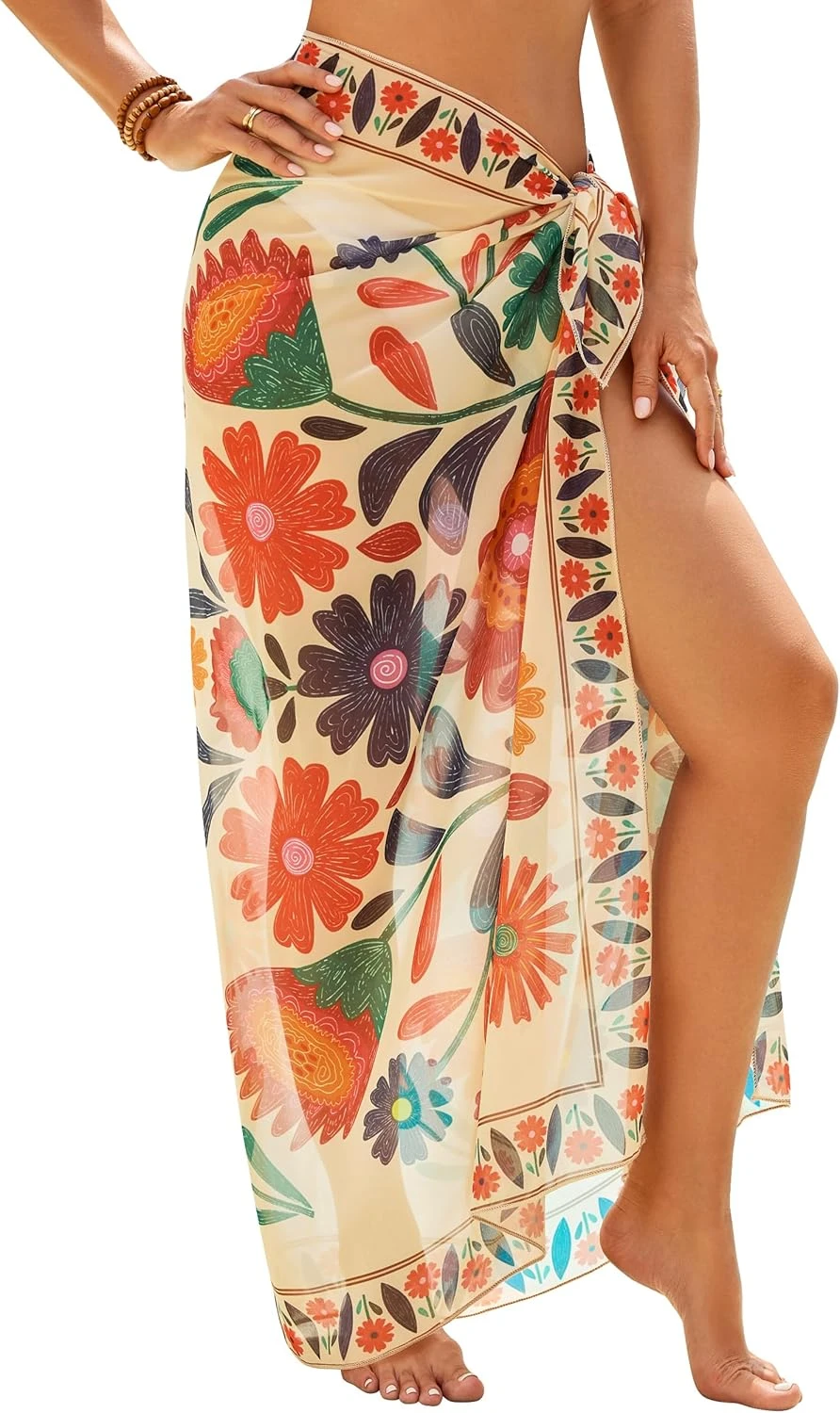 Wrap Skirt Tropical Print Lightweight