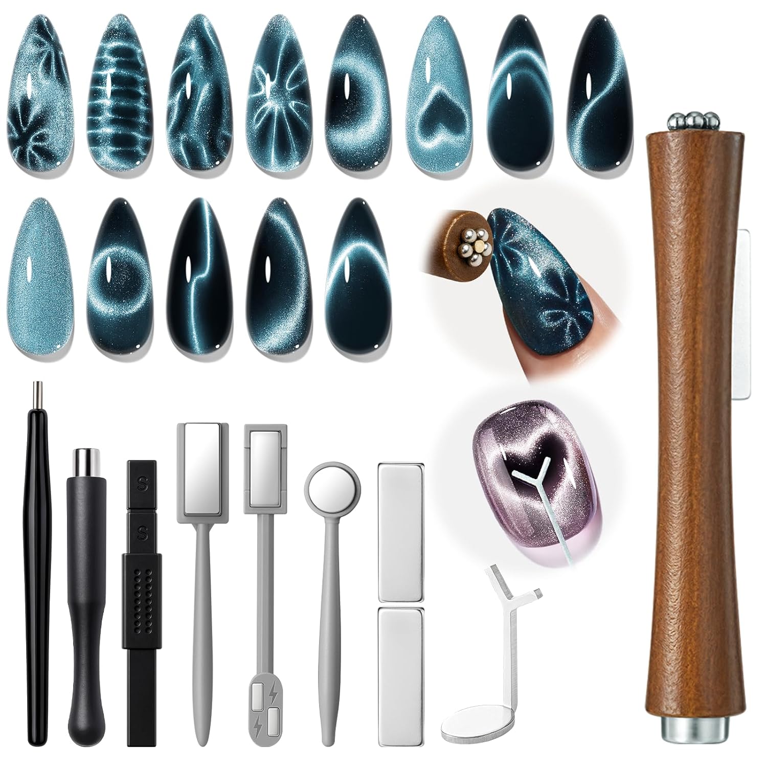 Nail magnet tool for cat eye effect fourth of july nail designs
